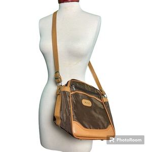 Vintage Samsonite Brown & Camel Square Messenger Satchel Bag